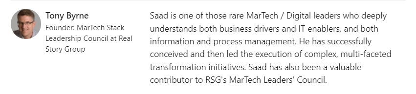 Tony Bryne - Saad Azfar recommendation